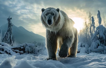 Poster Majestic polar bear walking on ice, bears and arctic wildlife photo © Aamir