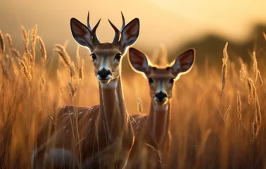 Papier Peint photo Antilope Two gazelles standing in a grassland, gazelles and antelopes image
