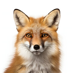 Majestic Fox Gaze: Red Fox Face on a White Background