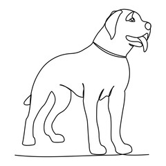 Dog continuous single line drawing vector art illustration