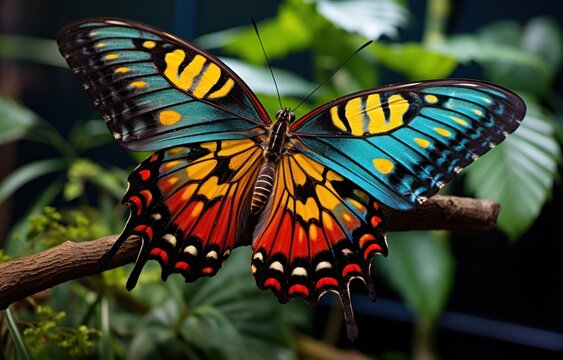 Colorful butterfly perched on a branch, insects and butterflies photo