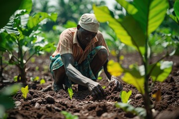 Man african descent, engaging in reforestation efforts.