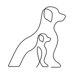 Dog continuous single line drawing vector art illustration