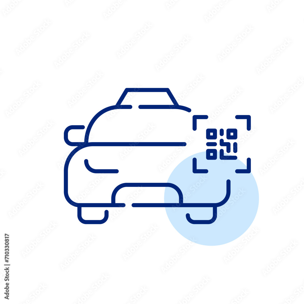 Poster taxi service. accessing app using qr code. pixel perfect, editable stroke icon