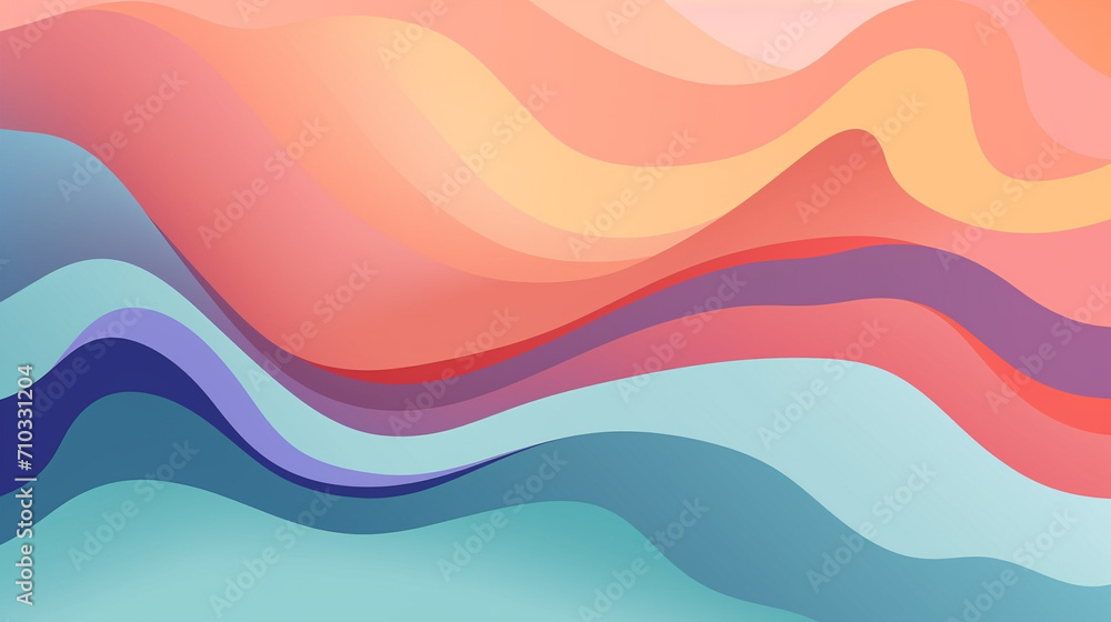 Poster colorful abstract background with wavy shapes, generative ai