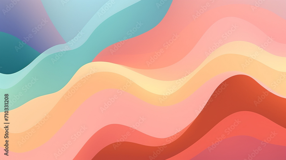 Poster colorful abstract background with wavy shapes, generative ai