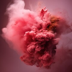 Realistic peach fuzz orange pink colorful smoke clouds, mist effect. Fog in air, steam flow effect.