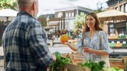 Portrait of a Young Beautiful Customer Shopping for Organic Seasonal Fruits and Vegetables for a...