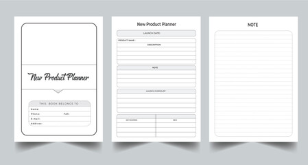 Editable New Product Planner Kdp Interior printable template Design.
