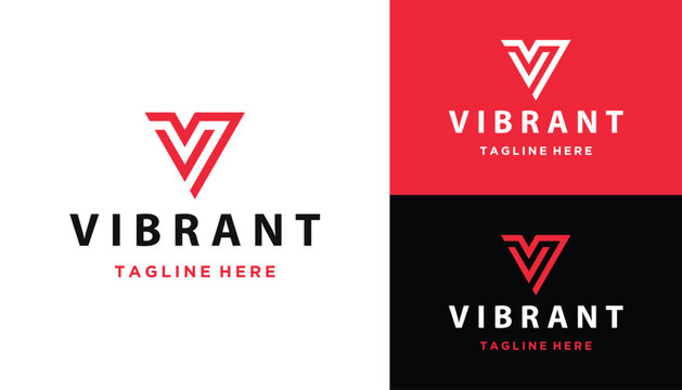 Initial Letter V VV Monogram with Simple Triangle Line Art Logo Design
