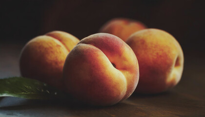Fototapeta na wymiar Four Peaches, close-up