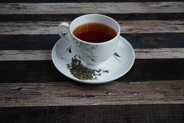 Cup of Tea - Black Tea - Green Tea on texture background