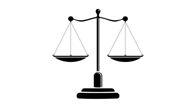 justice scales, black isolated silhouette