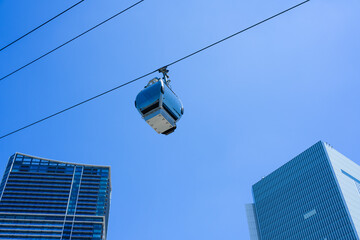 Yokohama air cabin ropeway and blue sky, Japan