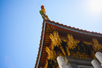 Colorful Chinese temple in Yokohama China town, Japan