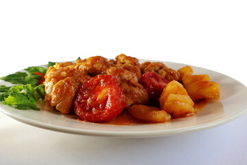 Baked Chicken Drumsticks with Tomato Sauce and Pineapple

