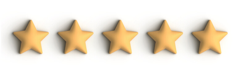 5 stars. 3d stars realistic icon vector. Collection of realistic 3D