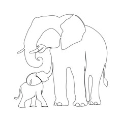 Elephant continuous single line art drawing and world wildlife Day concept Minimalist elephants outline editable active stroke vector.