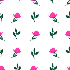 seamless pattern with pink flowers 