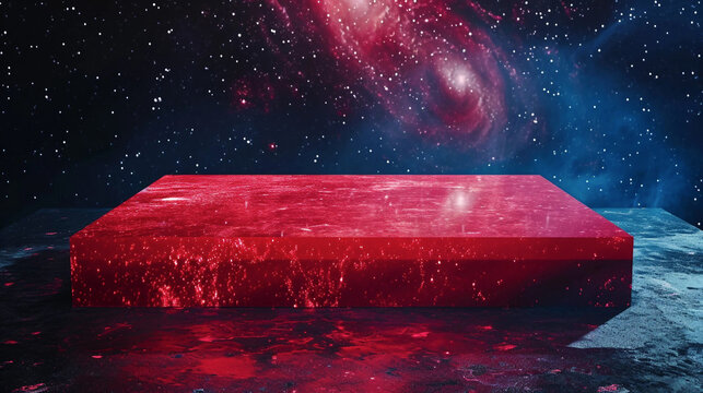 A Hot-Pink Cosmic Theme Stone Slab With Copy Space