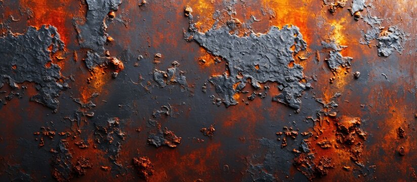 Metal surface background with scorching paint blistering.