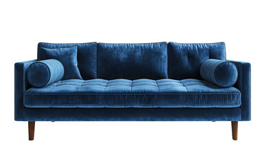Navy Blue Velvet 3-Seater Couch on a transparent background