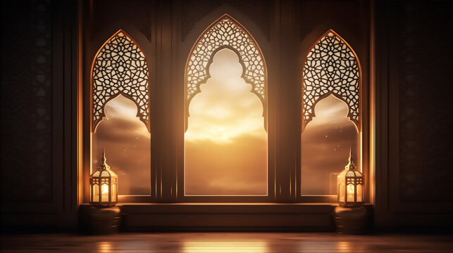 arabian windows interior with ornament 