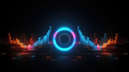 The musical symbol of the circular audio equalizer. Sound wave vector icon. Illustration isolated...