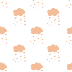 seamless pattern with cute peach clouds