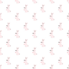 seamless pattern with pink rabbits