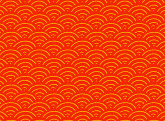 手描き風の和柄・青海波のシームレスなパターン背景