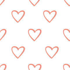 Seamless pattern with hearts, isolated 