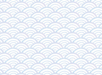 手描き風の和柄・青海波のシームレスなパターン背景