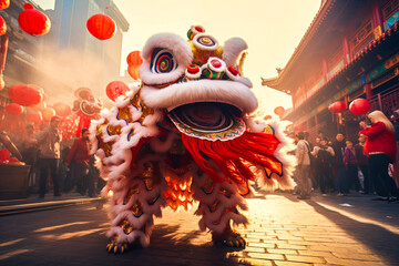 Energetic Lion Dance Performance Lights Up the Streets