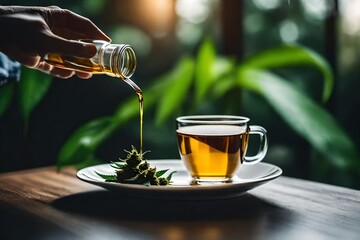 cup of tea with mint - obrazy, fototapety, plakaty