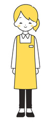 黄色｜笑顔の女性店員｜エプロン