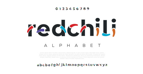 Red chili Minimal elegant font lowercase alphabet