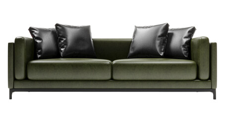 Modern and luxury Green leather sofa isolated on white background. Furniture Collection