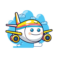 Cute plane tshirt colorful design vector illustration