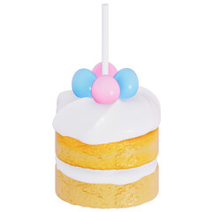 Easter holiday dessert easter egg Shortcake Skewer on transparent background, 3D rendering