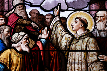 Saint Augustin church.  Stained glass.  Saint Stephen was a deacon in the early Church at...