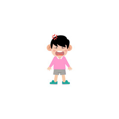 pose of a small child in a cute pink shirt cute