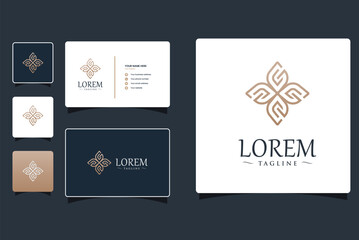 Beauty and luxury logo design illustration with business card. Beauty, fashion, salon, spa, Premium Vector