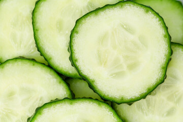 round slices of sliced cucumber close-up