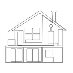 Continuous one line drawing of modern house single line Vector art  illustration