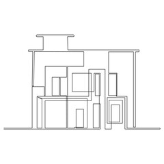Continuous one line drawing of modern house single line Vector art  illustration
