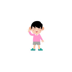 pose of a small child in a cute pink shirt cute