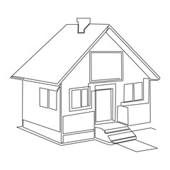 Continuous one line drawing of modern house single line Vector art  illustration