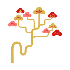 Chinese flat tree decoration. Flat tree with oriental style for corner, lunar new year decoration