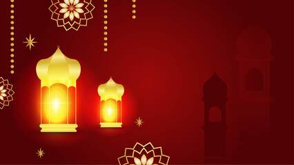 Red white and gold vector ramadan kareem modern simple ramadan background with mandala ornament. Islamic ramadan blue luxury background with mandala for poster